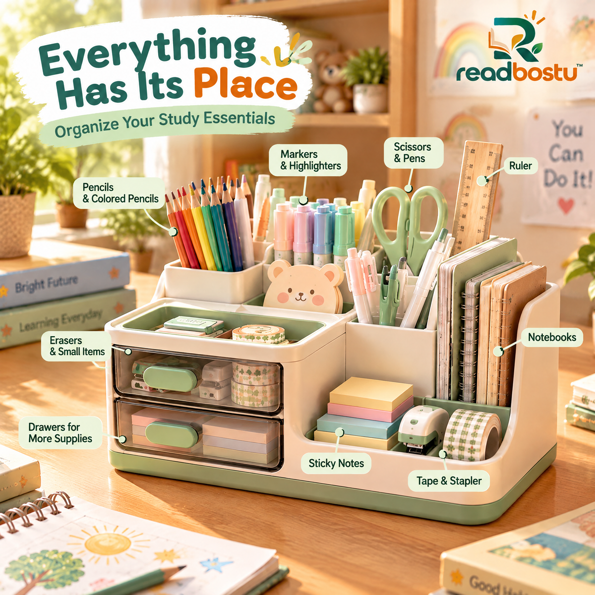 readbostu™ Desktop Stationery Organizer