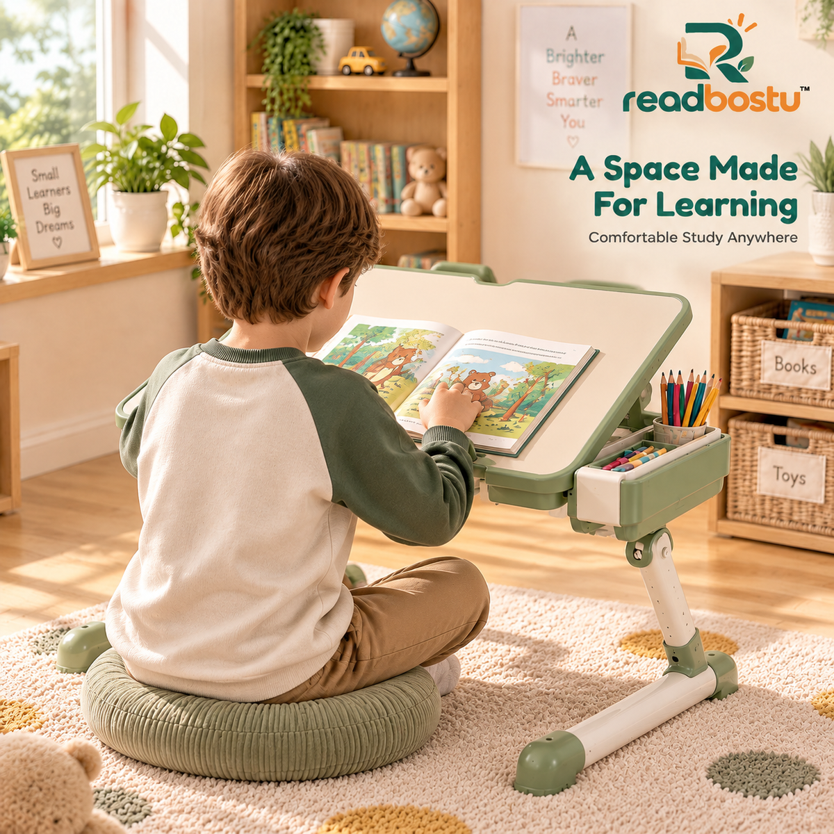 readbostu™ Foldable Study Table